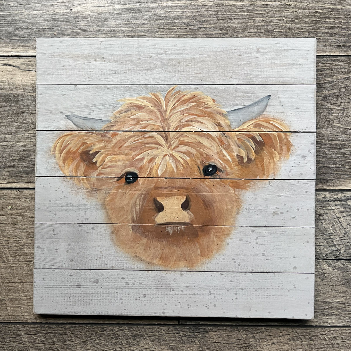 painting of a highland cow calf